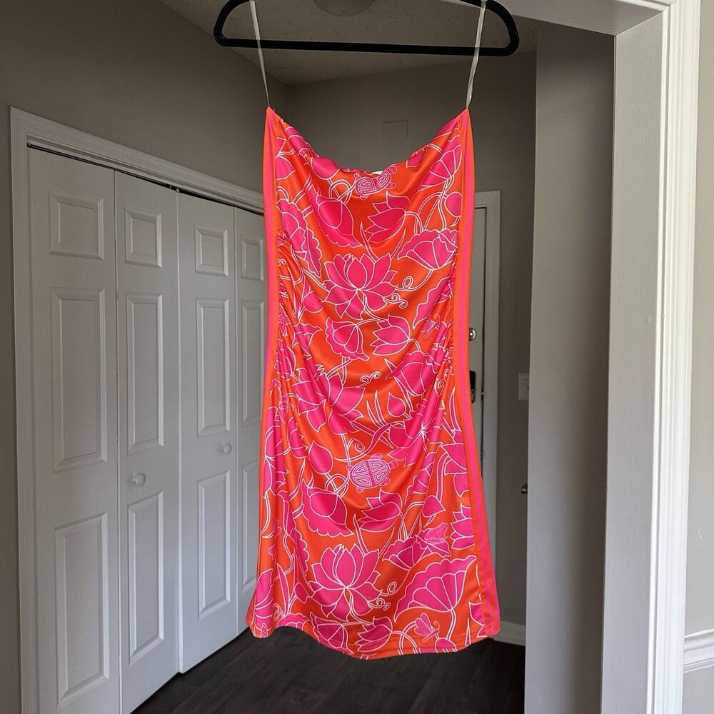 Gretchen Scott Dress Women Small Pink Orange Girlie Girl Strapless Mini Summer